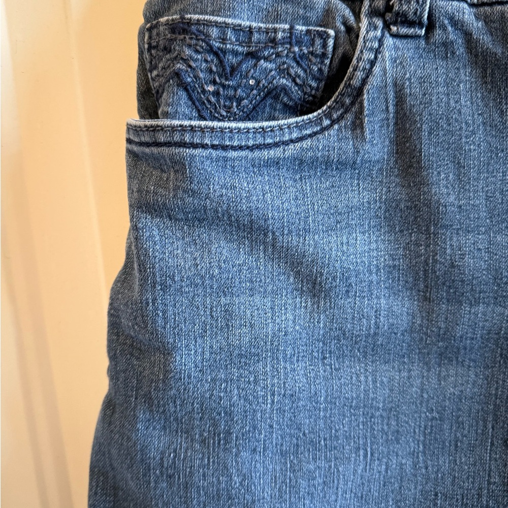Premiere Denim Blue Skort bling back pockets 18”L X 18”W size 12 tummy control - Picture 3 of 7